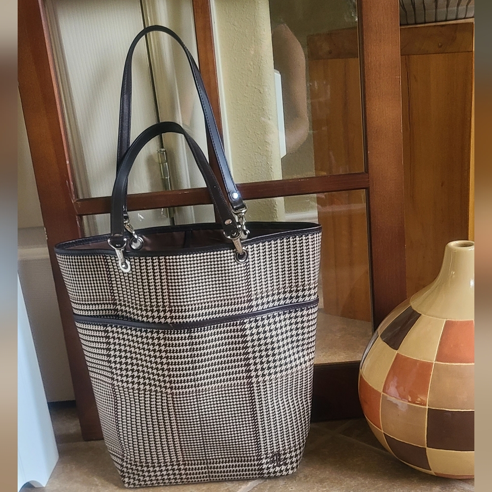 LAUREN by Ralph Lauren plaid tote-EUC